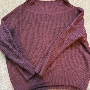 Elegant Off-the-Shoulder Knit Sweater - Deep Purple